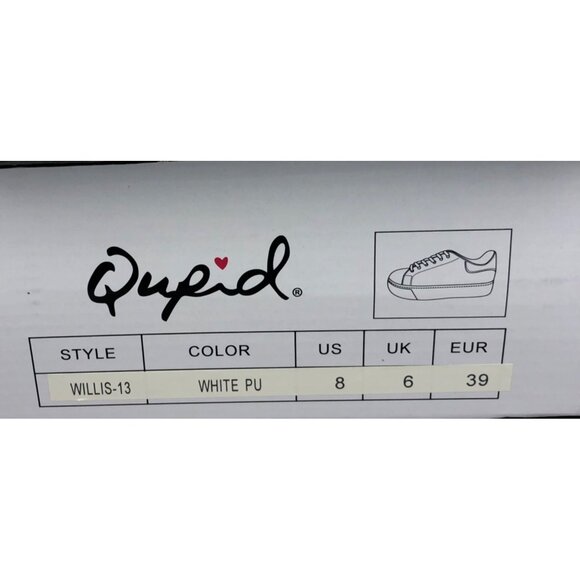 Qupid Womens Size 8 White & Silver Rhinestones Platform Sneakers - Picture 12 of 14